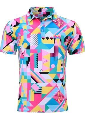 Boy's Colorful Geo-Print Golf Polo